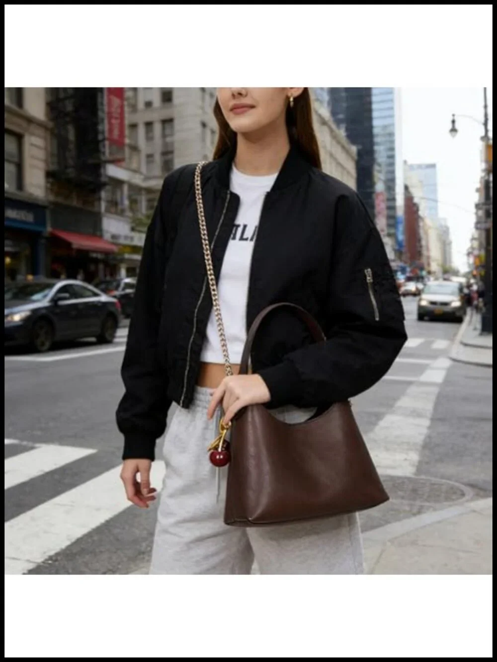 Faux Leather Hobo Bag with Chain Strap Crossbody Bag Purse Shoulder Tote Handbag